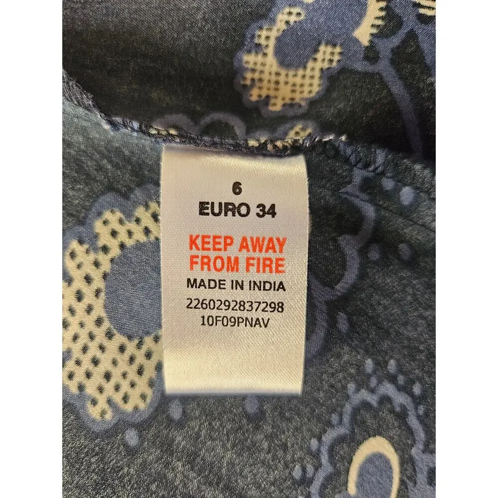 Celia Birdwell Top Shop Blue Floral Dress Vintage Ruffled Open Back Silky Sz 8 - Picture 12 of 13